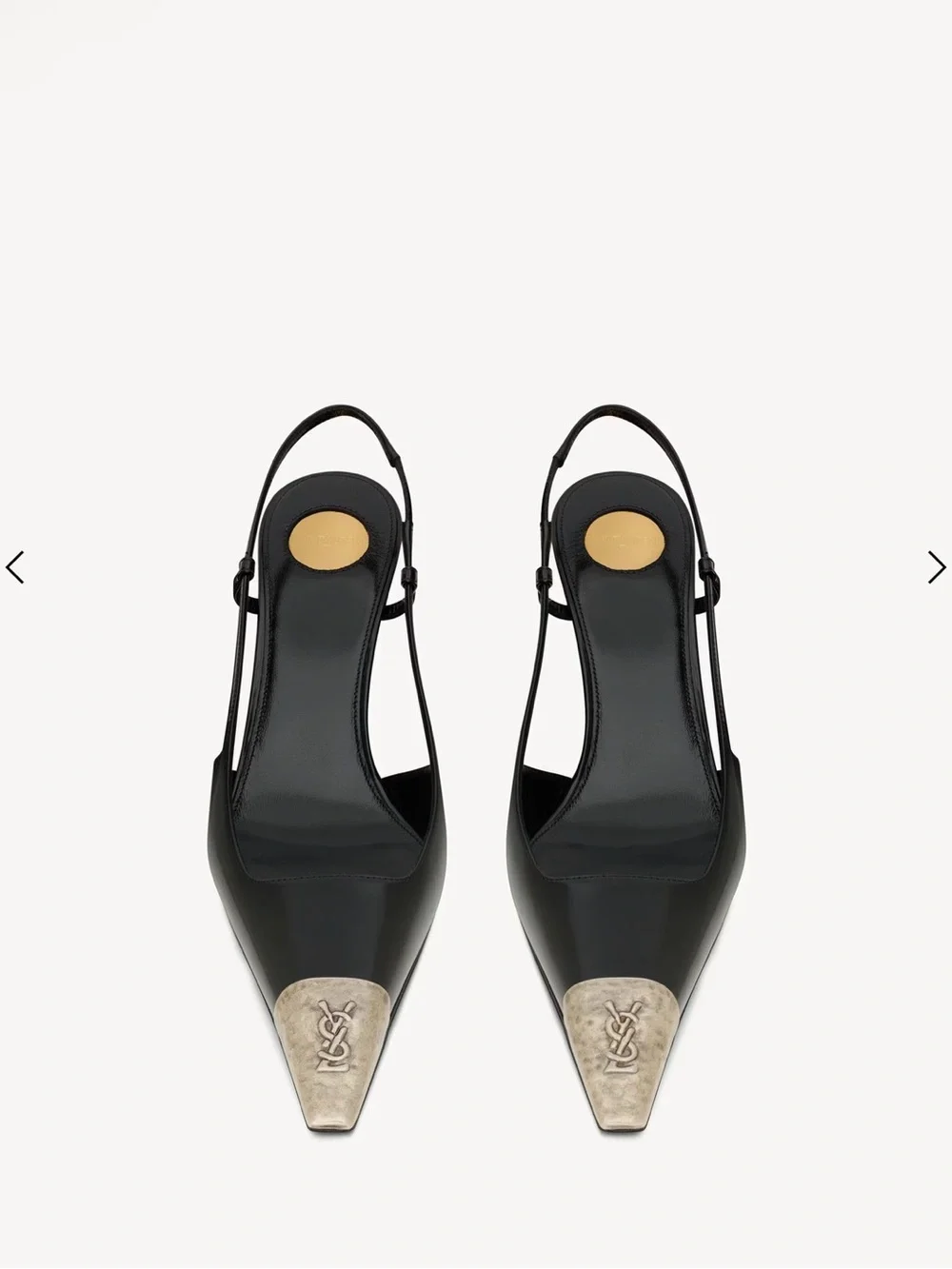 Yves Saint Laurent Black Leather Slingback Espadrilles with Silver Toe Caps
